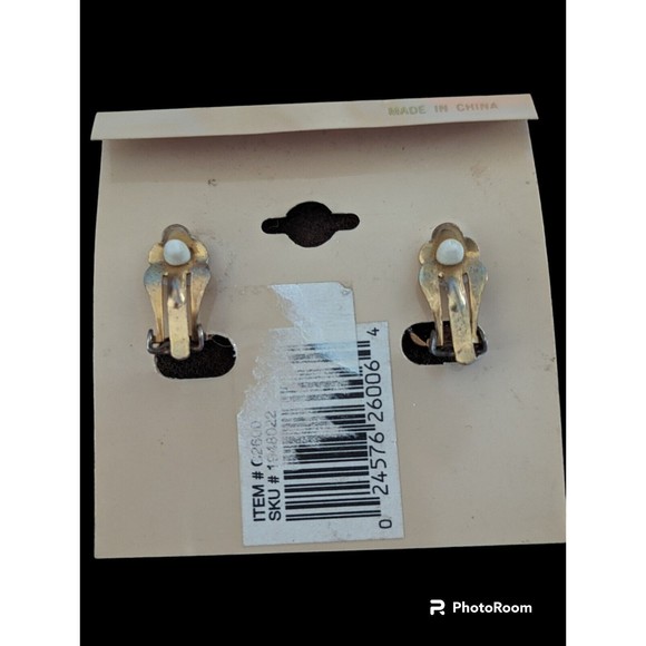 Vintage Expressions Brown Gold Tone Shell Shaped Earrings Clip On Party Business - Picture 4 of 5